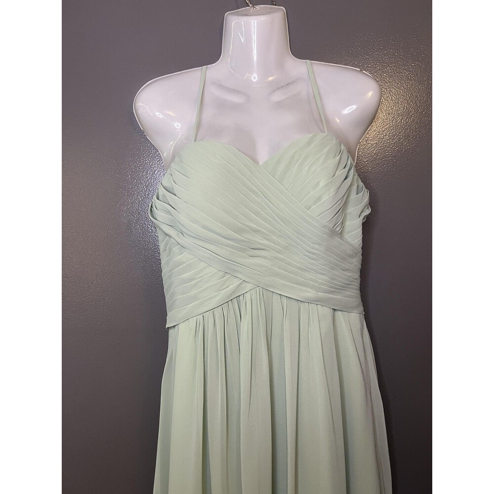 Azazie Dress Womens A8 Green Chiffon Sweetheart Spaghetti Strap Maxi Formal